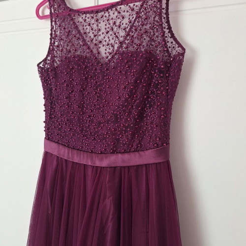 Tulle evening dress with stones like new, purple
