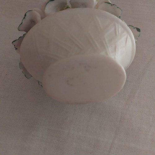 Decorative basket with flowers made of handmade porcelain new