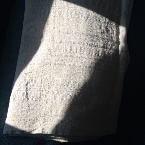 Handwoven cotton bed sheet with border, like new, 240x160 cm