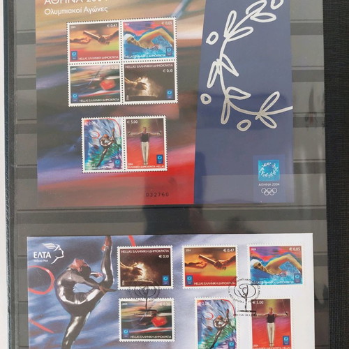 Leuchtturm stamp album with unused 2004 Olympic Games stamps used