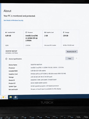 Laptop Turbo-X i5 σαν καινούργιο, 6GB RAM, 256GB SSD, NVIDIA 2GB, Windows 10 Pro