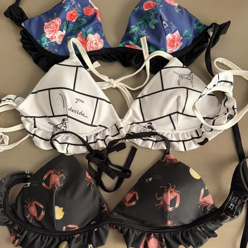 Chic Mess bikini set of 3, reversible top, high-waisted, like new