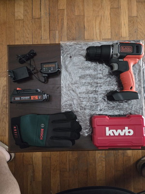 Black & Decker BCD003 18V Cordless Hammer Drill with KWB 35-Piece Bit Set