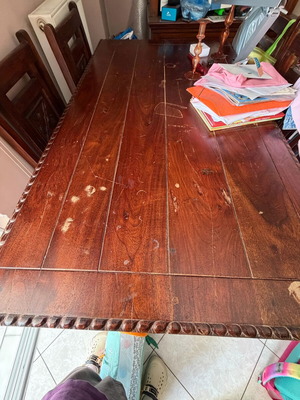Dining table with chairs used, sturdy construction