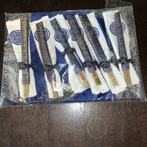 Chopsticks set with serving napkins for 6 guests, new