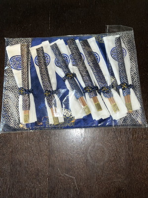 Chopsticks set with serving napkins for 6 guests, new