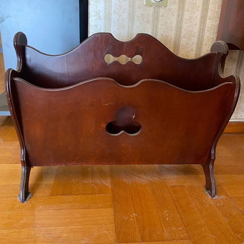 Magazine holder used, vintage wooden with minor wear