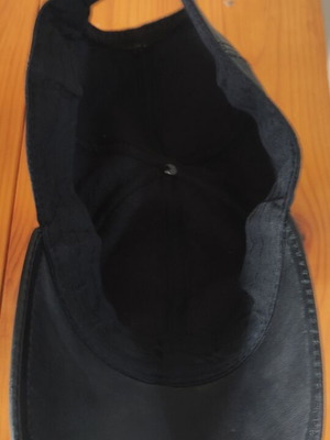 Leather hat, black, one size