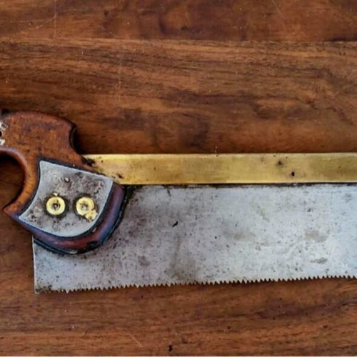 Vintage Tenon Saw with Brass Back used, handmade woodworking tool