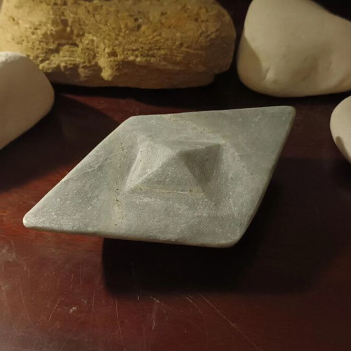 Cycladic marble ship sculpture, handcrafted