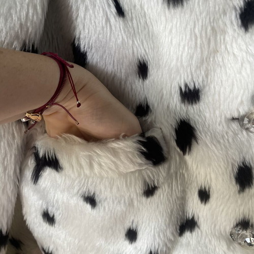 Synthetic Crop Fur Jacket like new, Dalmatian pattern, size S/M