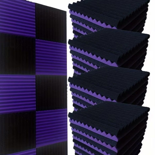 Wall soundproofing panels for studio, 43 pieces, black and purple