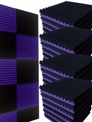 Wall soundproofing panels for studio, 43 pieces, black and purple