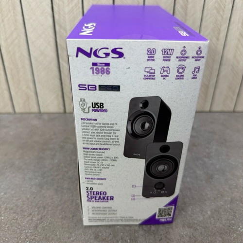 NGS SB350 2.0 Stereo Speakers new, USB powered, 12W RMS