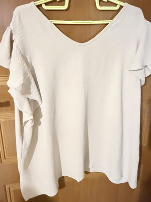Women's Beige Blouse with Ruffles on Sleeves like new, size XL