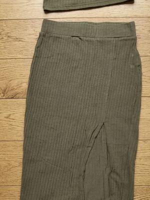 Shein khaki ribbed set skirt and crop top XS like new