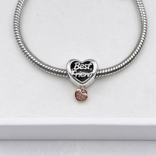 Charm Heart Best Friend silver S925 with pink gold plating new