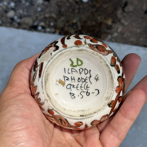 Handmade Ikaros Rhodes Ceramic Vase used, handpainted decorative