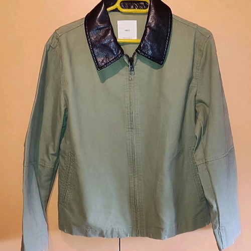 Mango women's jacket size small like new khaki cotton fabric