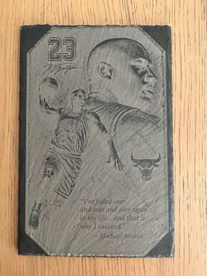 Marble plaque 23 with engraved portrait and quote, new 20x30 cm