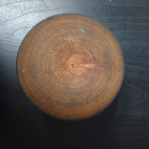 Vintage round wooden box with floral design