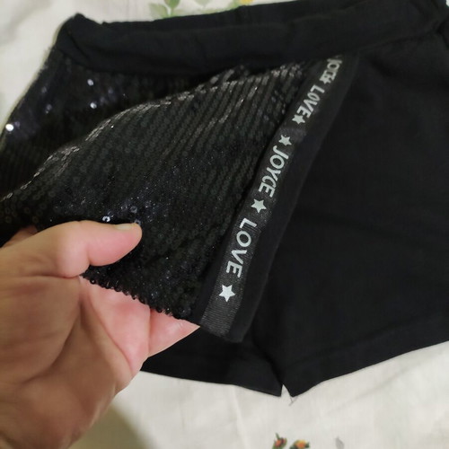Women's cotton shorts with sequins like new, black