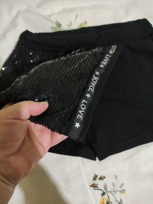 Women's cotton shorts with sequins like new, black