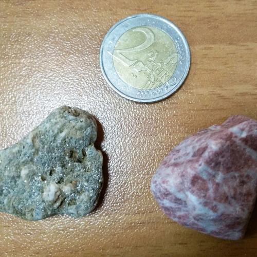 Two small minerals pyrite and red marble new