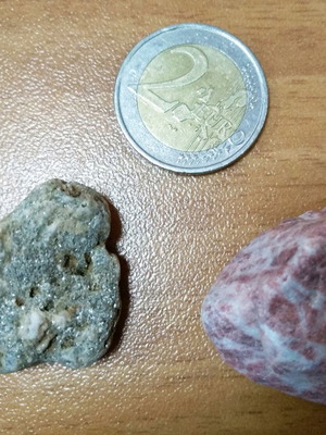 Two small minerals pyrite and red marble new