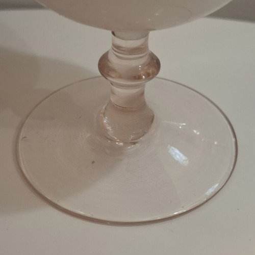 Vintage glass apothecary jar with lid and foot, pink opaline, like new