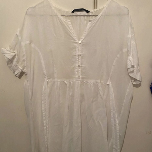 Zara short-sleeve blouse used, white, size M