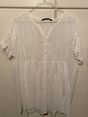 Zara short-sleeve blouse used, white, size M