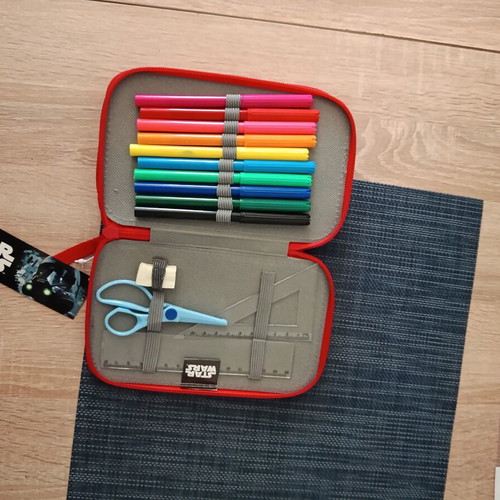 Star Wars pencil case new with markers, pencils, pens, and geometry tools