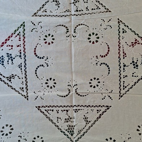 Linen cutwork tablecloth 80×80 classic angel design new