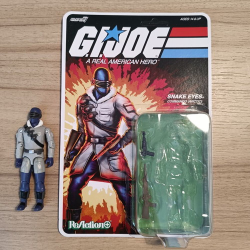 G.I. Joe Super7 ReAction+ Snake Eyes Arctic figure like new 3.75"