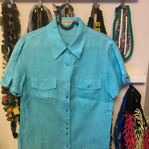 Bill Cost linen shirts in fuchsia and turquoise, like new, size L