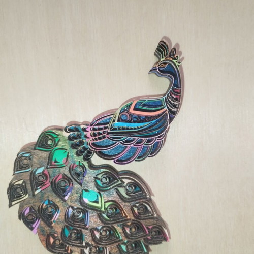 Wooden peacock decorative ornament