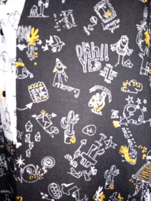 Zara blouse dress with comic pattern like new, black and yellow