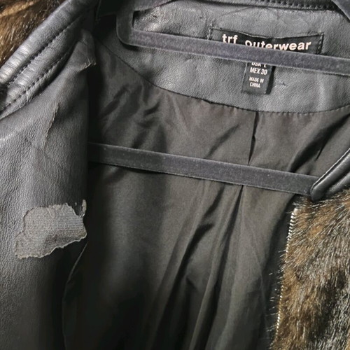 Zara synthetic fur coat jacket black and brown like new