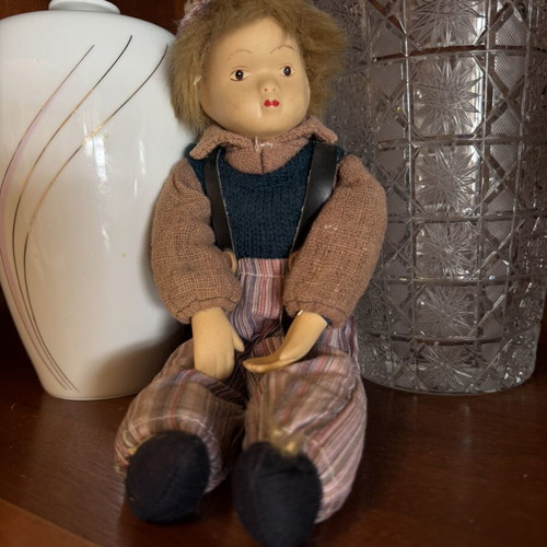 Antique handmade porcelain doll used, painted