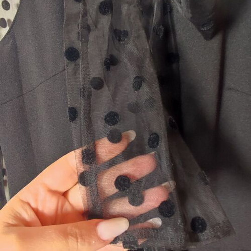 Jumpsuit black with tulle polka dots like new, elegant evening wear