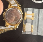 Vogue Chronograph Swiss Movement watch, gold and white, extra bezels and links