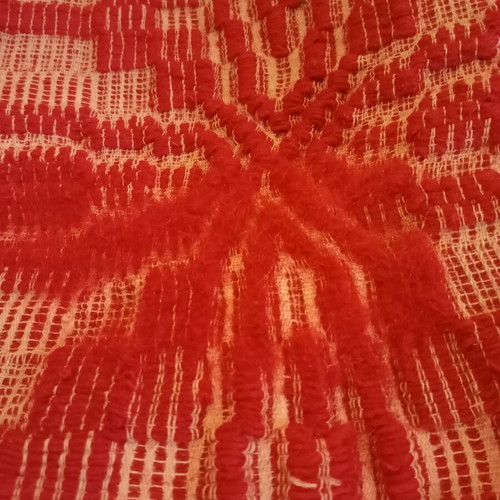 Handwoven wool blanket used, single, red, 2.18m x 1.56m