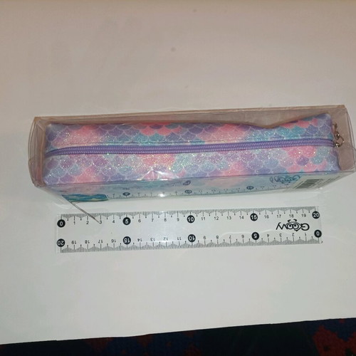 Pencil case new with zipper and glitter mermaid design
