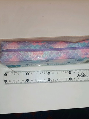 Pencil case new with zipper and glitter mermaid design