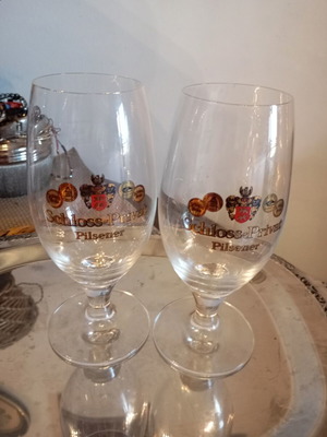 Schloss-Privat Pilsener beer glasses set of 2 new, 17 cm height