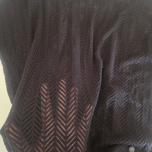 Nümph Black Chevron Open-Knit Mock Neck Pullover Top