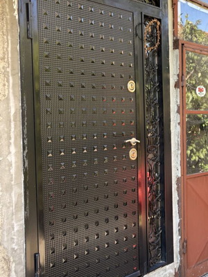 Exterior door custom made with decorative window