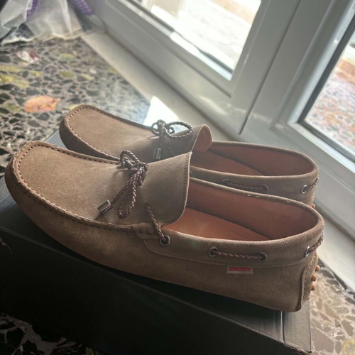 Kricket men's suede leather moccasins size 42 like new, tobacco