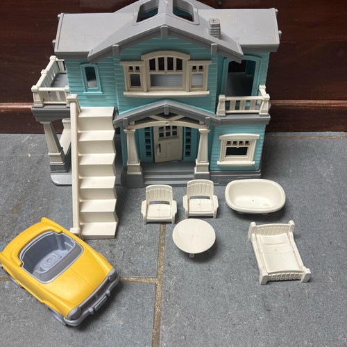 Green Toys House Playset used with convertible car made in USA